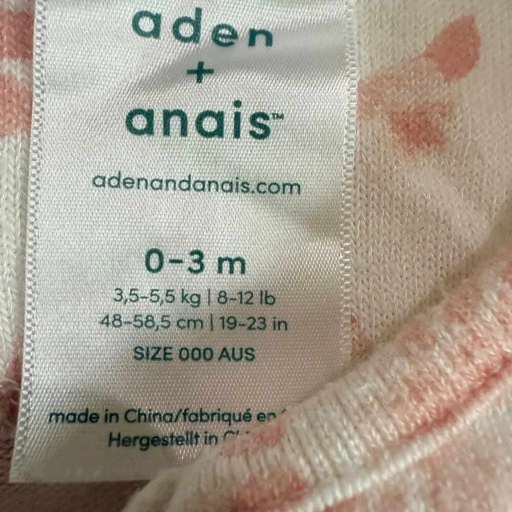 Aden + Anais Baby Girl Zipper Sleeper Footie Soft Pink Floral 0-3 Months